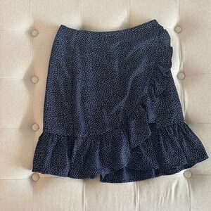 ASOS Navy Asymmetrical Skirt with White Dots